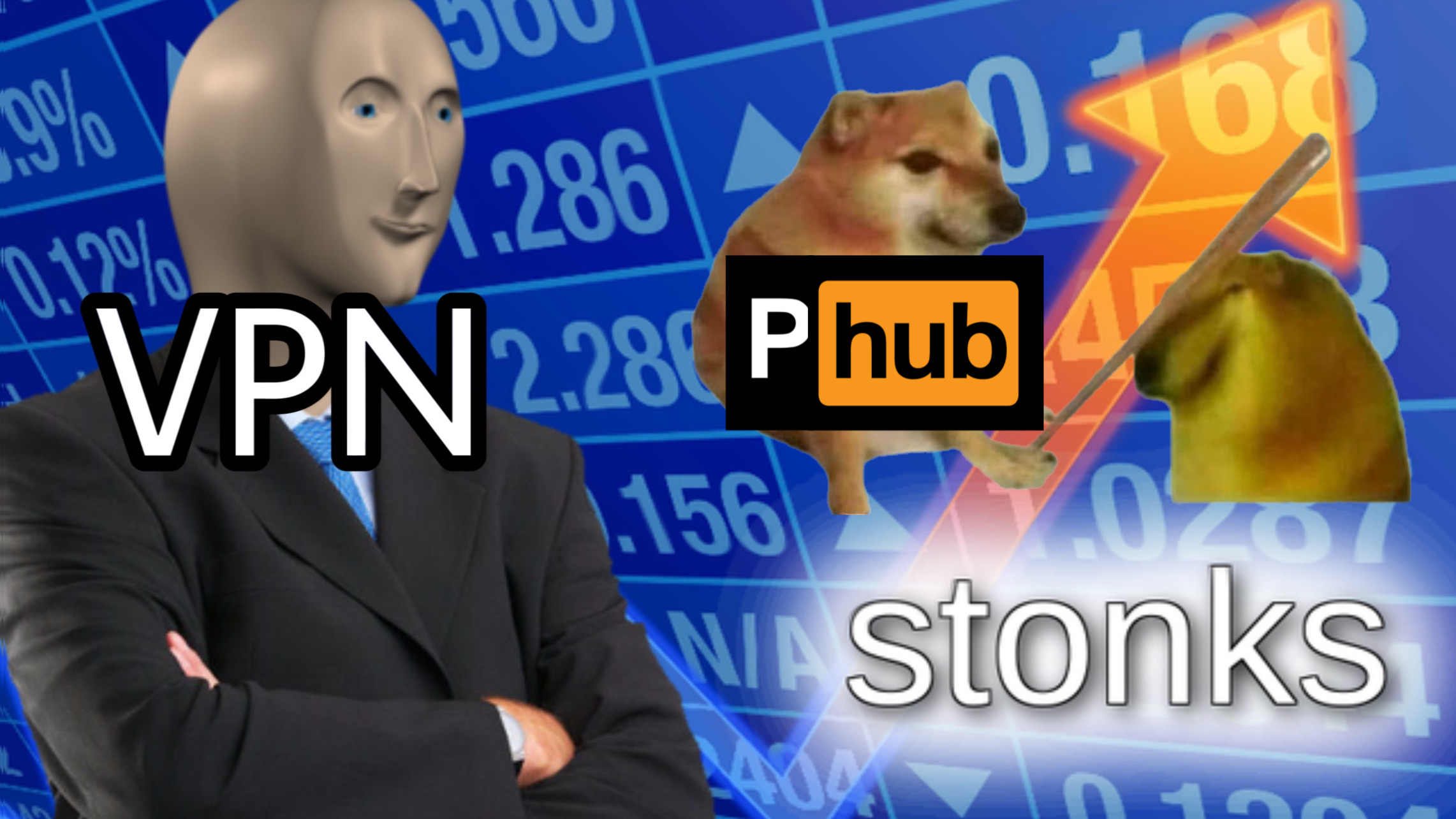 Logo Pornhub con meme Stonks