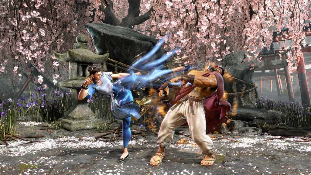 Street Fighter 6 Chun Li sferra calci contro Ryu