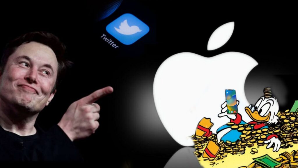 Elon Musk, Zio Paperon con logo Apple e Twitter