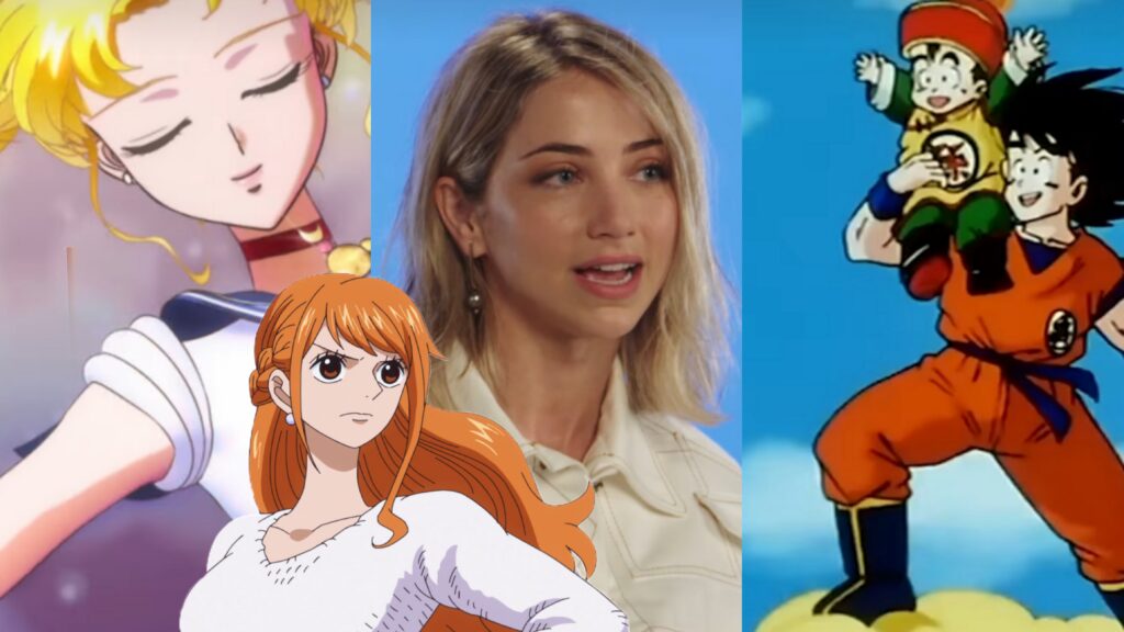 Nami di One Piece con Emily Rudd, Sailor Moon e Dragon Ball