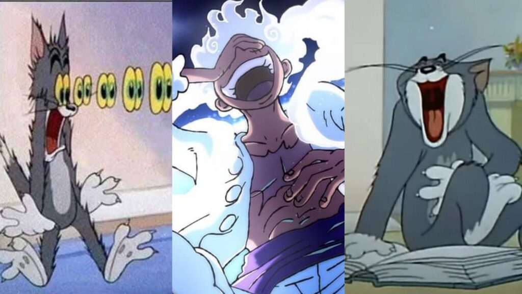 Tom di Tom e Jerry con il Gear 5 di One Piece