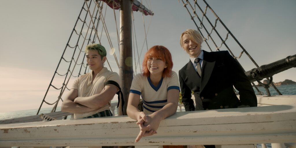 Zoro, Nami e Sanji nella serie Netflix di One Piece