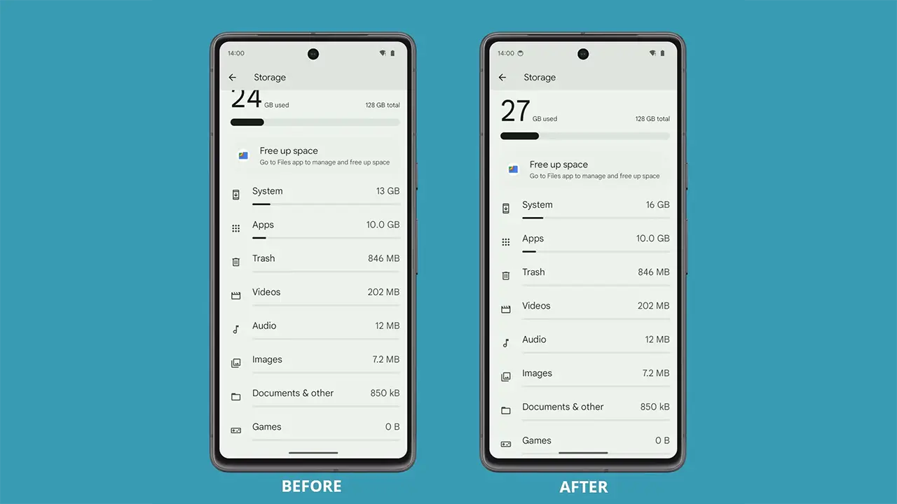 android 14 storage util pixel 1