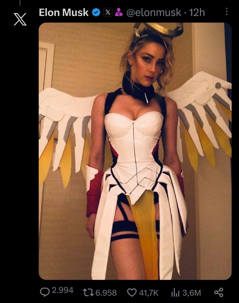 Post di Elon Musk con il cosplay di Amber Heard