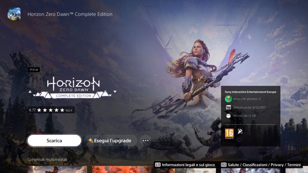 Horizon Zero Dawn Valutazione PlayStation Store