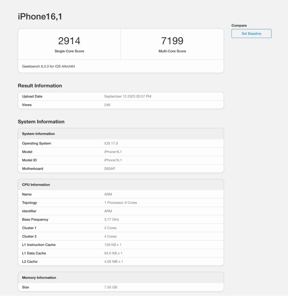 iPhone 15 Pro benchmark