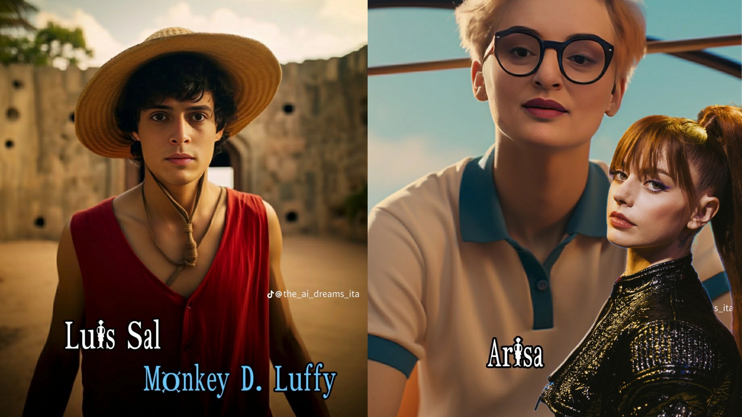 Luffy e Coby di One Piece, con Annalisa