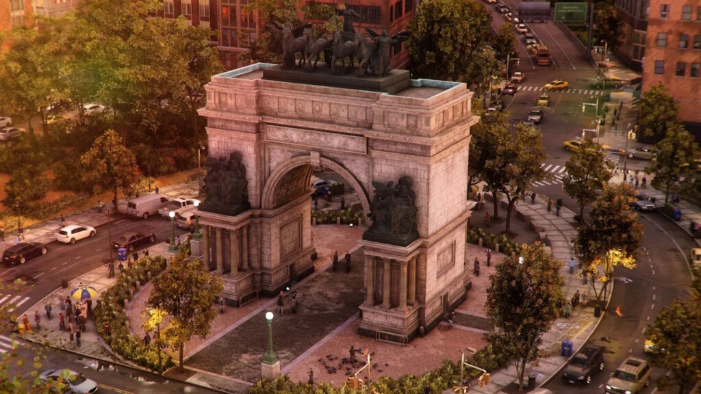 Marvel's Spider-Man 2 il Grand Army Plaza con l'iconico arco