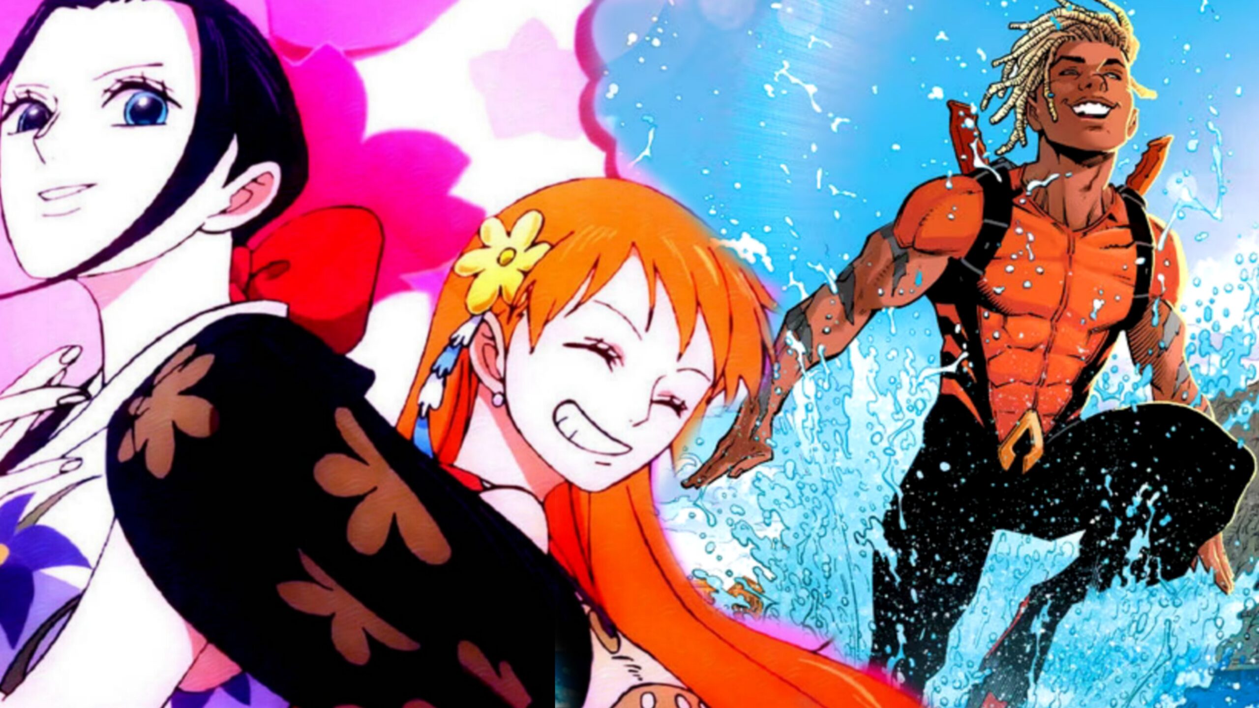 Nico Robin e Nami di One Piece con Aqualad