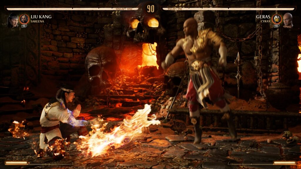 Mortal Kombat 1 Geras contro Liu Kang drago di fuoco