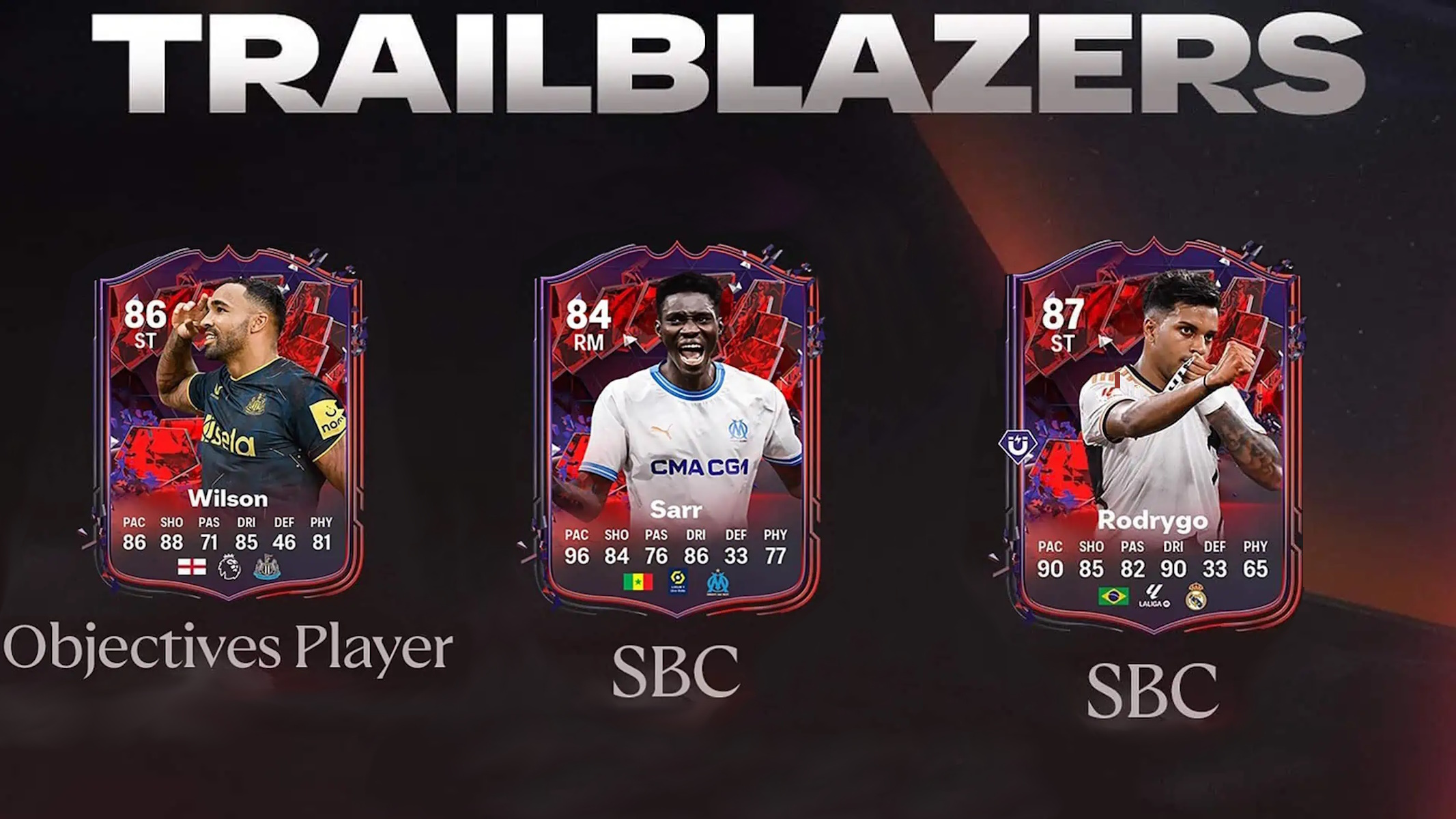 EA Sports FC 24 Callum Wilson, Ismaila Sarr e Rodrygo Trailblazers