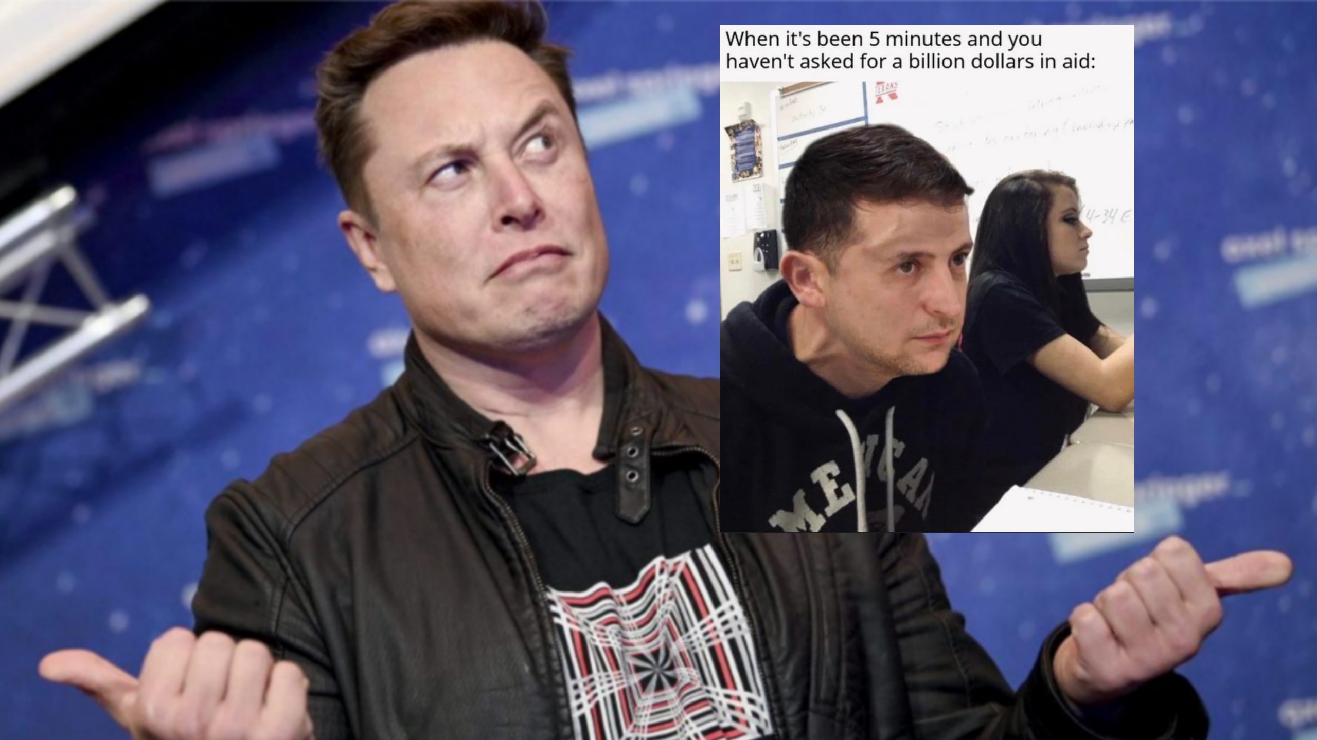 Elon Musk e meme su Zelensky, presidente dell'Ucraina