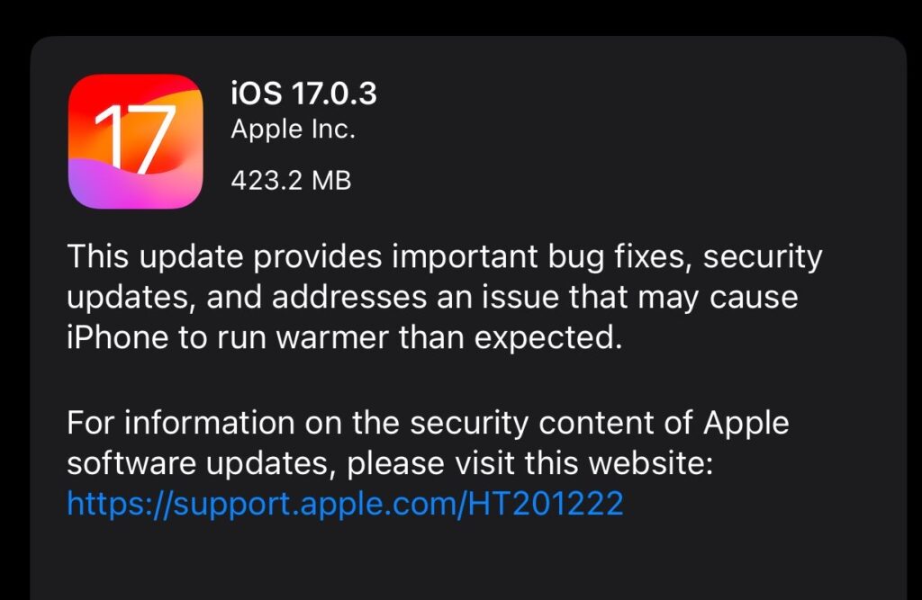 iOS 17.0.3