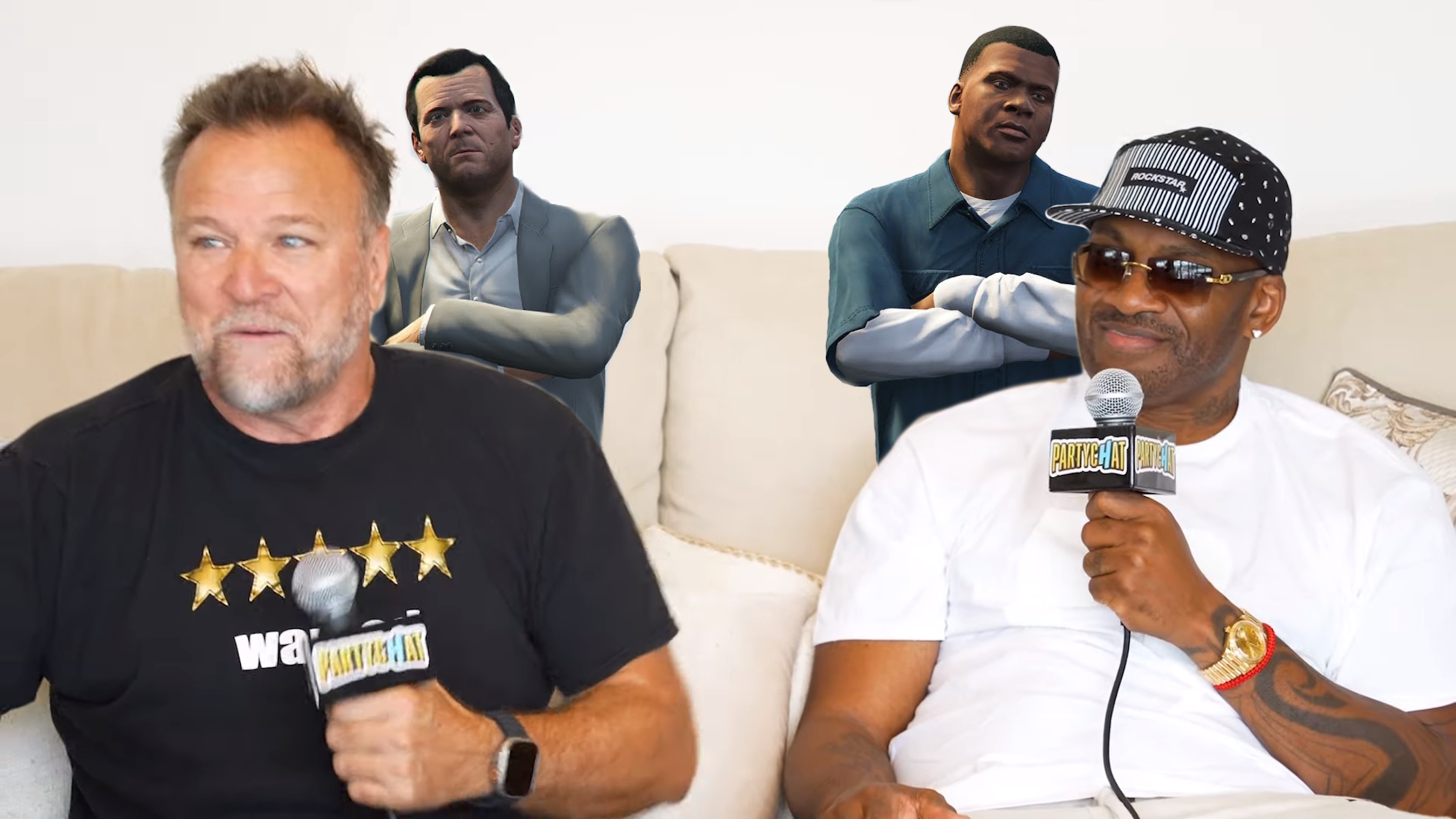 Ned Luke e Shawn Fonteno su GTA 6 durante un episodio di partychat