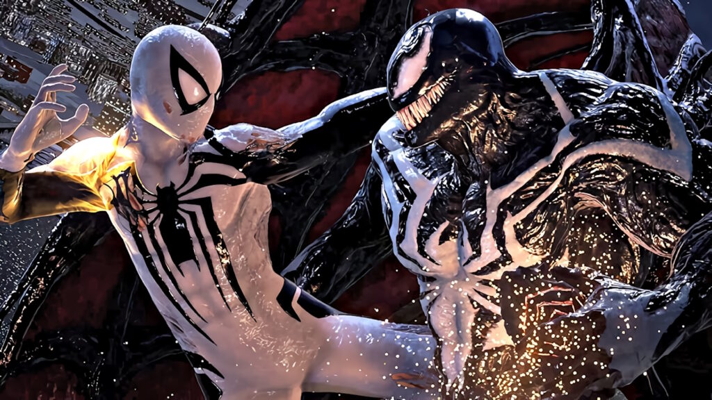 Marvel's Spider-Man 2 Peter con la tuta Anti Venom contro Venom