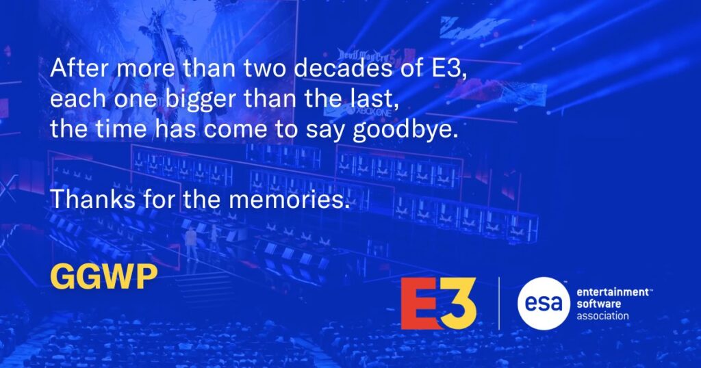Messaggio della pagina ufficiale dell'E3 sulla chiusura definitiva