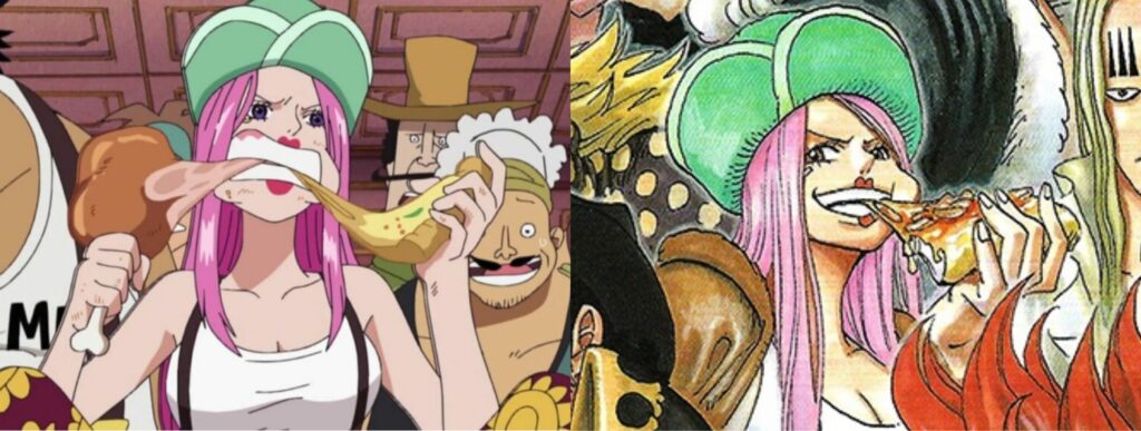 Jewelry Bonney di One Piece con pizza