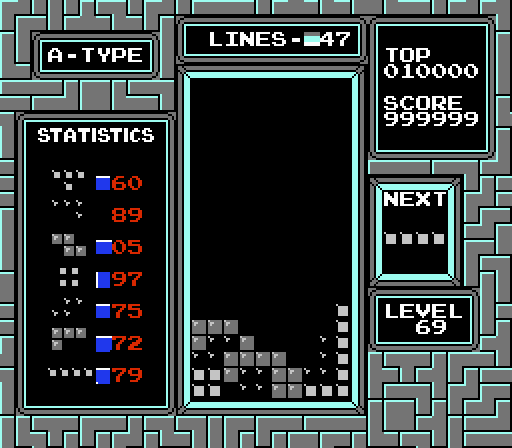 Tetris NES livello Charcoal scuro blocchi neri