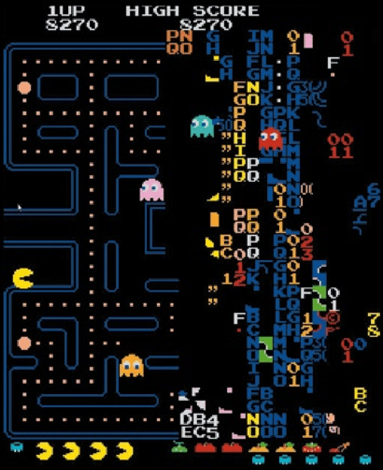 Kill screen in Pac Man Namco 1980 The layer underneath the games digital images