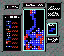 Tetris NES torre Game Over