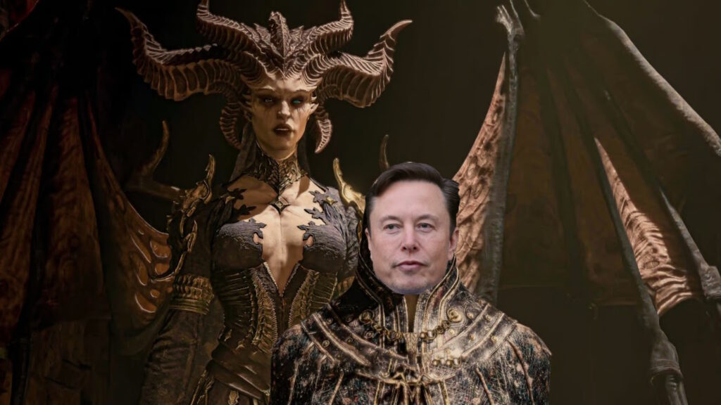 Lilith di Diablo 4 con il suo fedele suddito Elon Musk