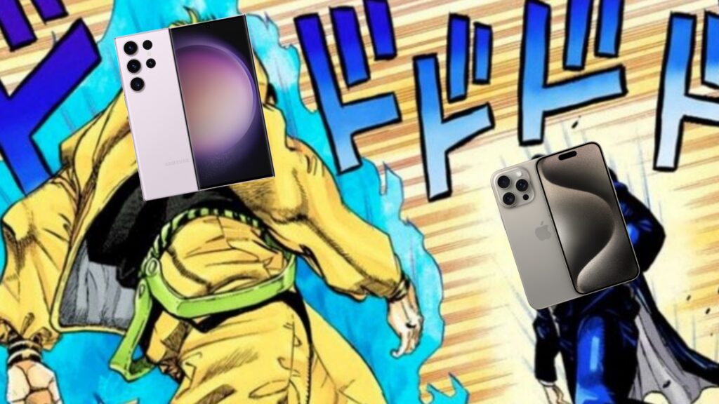 Le bizzarre avventure di JoJo, con Samsung Galaxy e Apple iPhone 