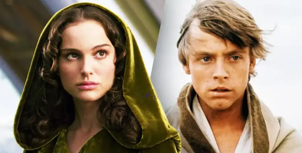 Natalie Portman nei panni di Padmé e Mark Hamill nei panni di Luke