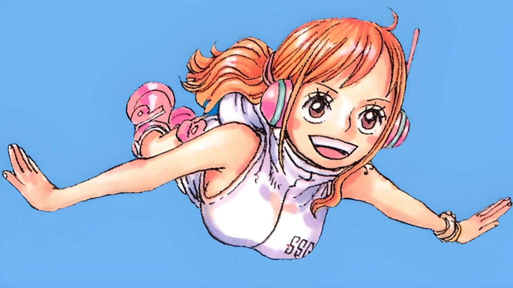 One Piece Nami nel manga con gli abiti di Egghead