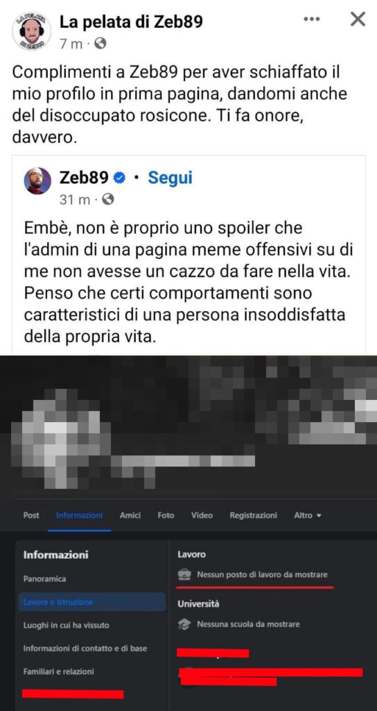 Zeb89 contro l'admin di La Pelata di Zeb89