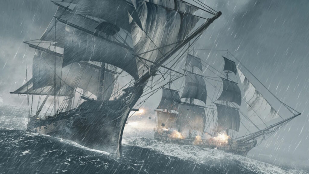 Assassin's Creed 4: Black Flag scontro tra navi pirati nell'oceano