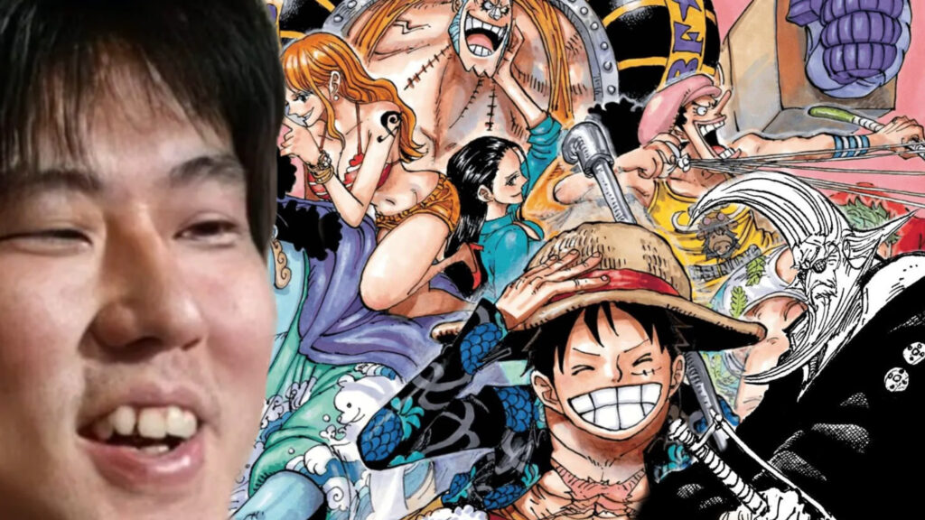 Eiichiro Oda con Luffy e Garling Figarland di One Piece