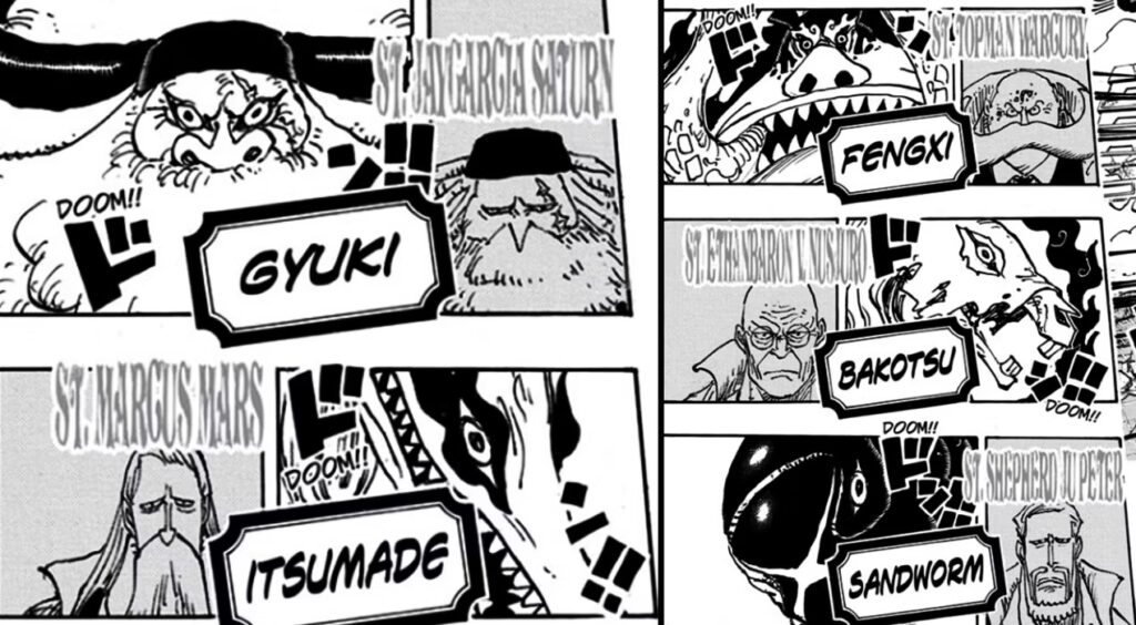 the five elders introduced with their monster forms in one piece