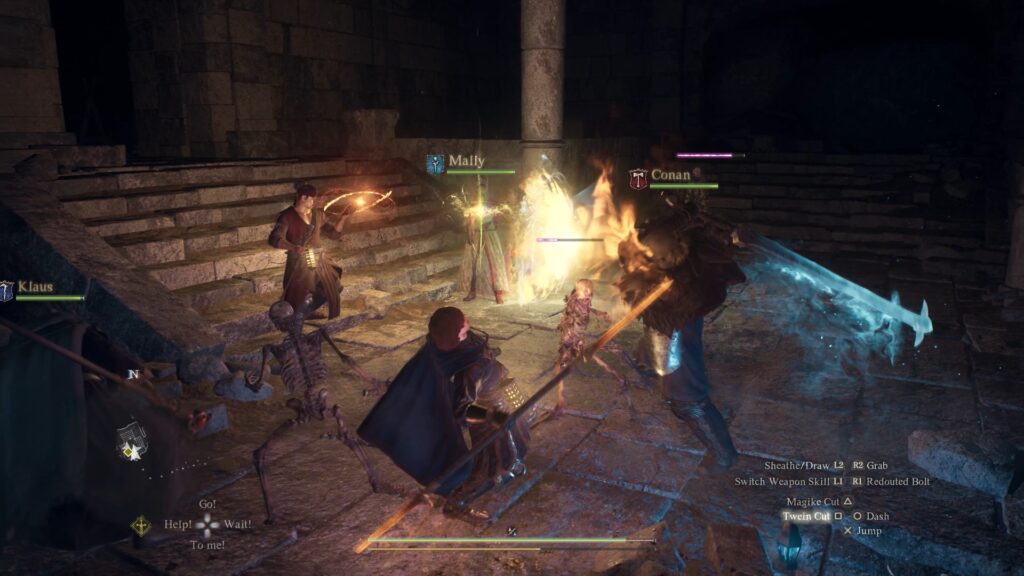 Dragon's Dogma 2 cavaliere mistico schivata dello scheletro