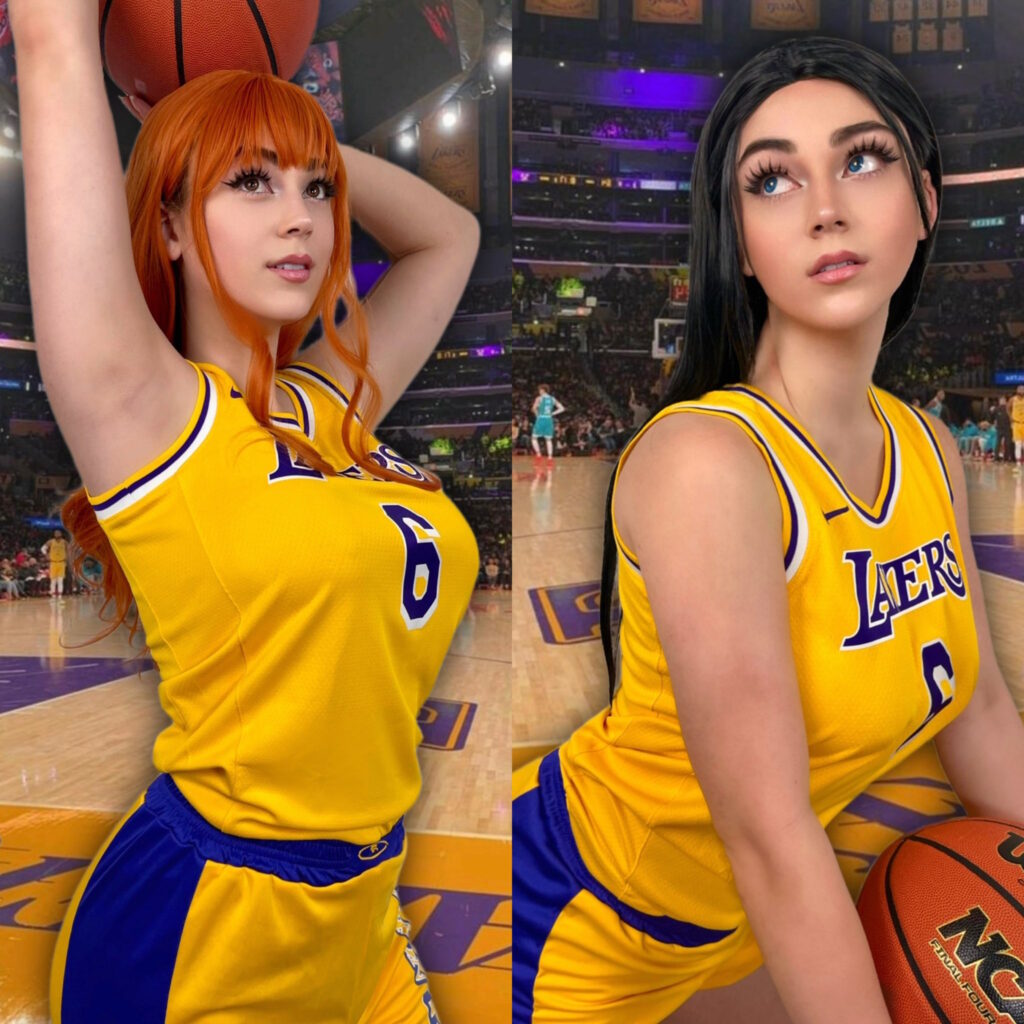 One Piece Buttercupcosplays in versione Nami e Nico Robin come giocatrici dei Lakers