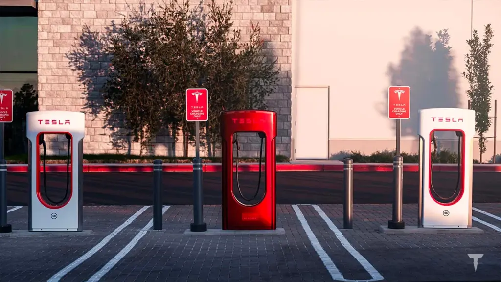 tesla supercharger red