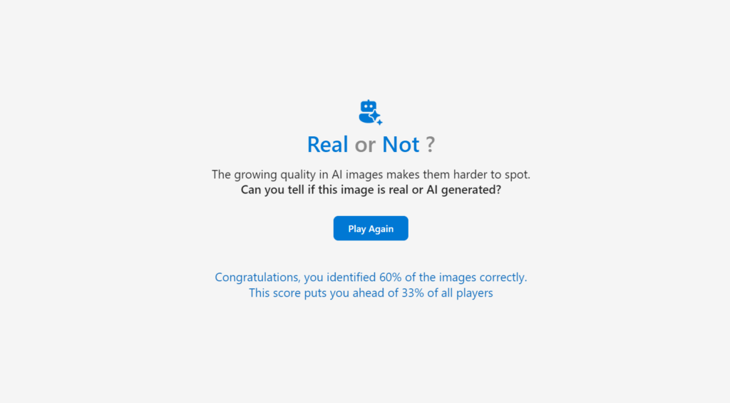 Microsoft sfida gli utenti a riconoscere le immagini fatte con AI 2 Microsoft, Real or Not