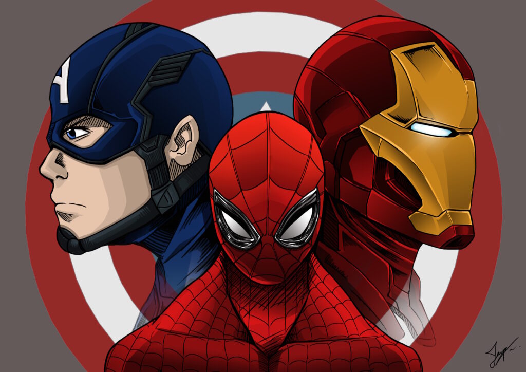 L'impresa di 3 Avengers Italiani: fermato un furto durante una serata del Lucca Comics & Games 2 Artwork degli Avengers Iron Man, Spider Man e Capitan America