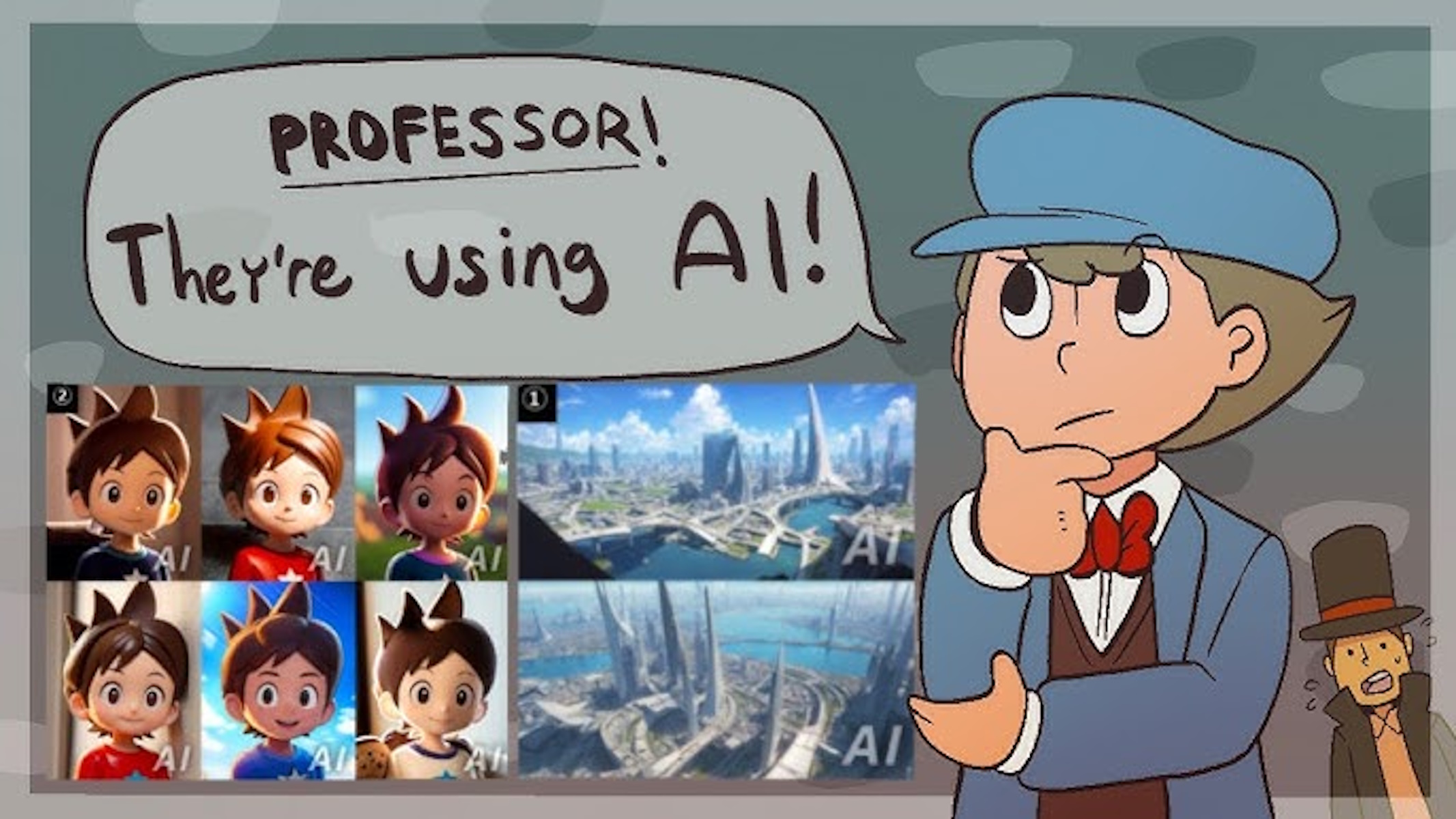 Uso dell'AI di Level-5, con base il professor Layton