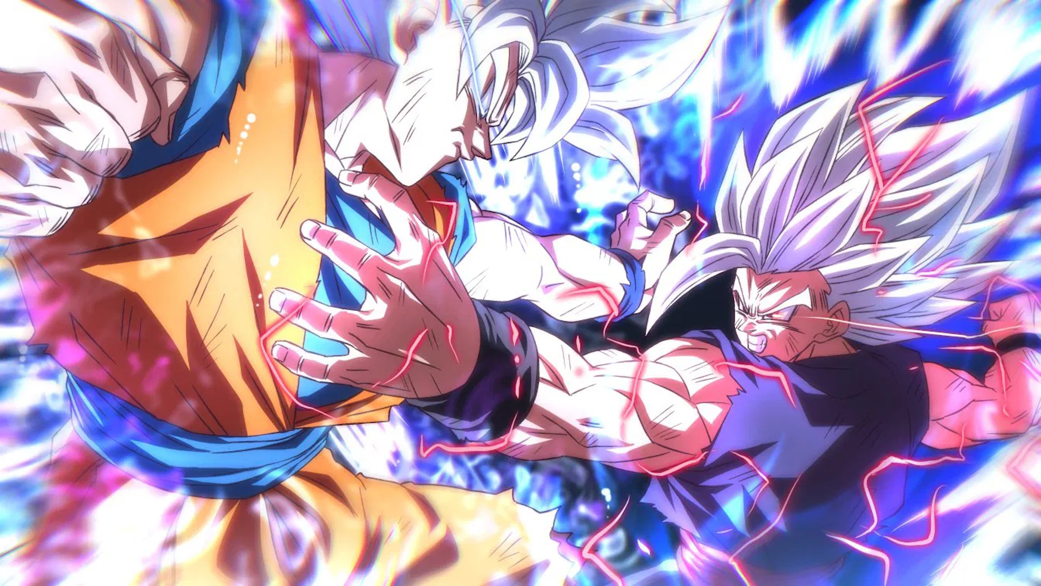 scontro tra Goku Ultra Istinto e Gohan Beast da Dragon Ball Super