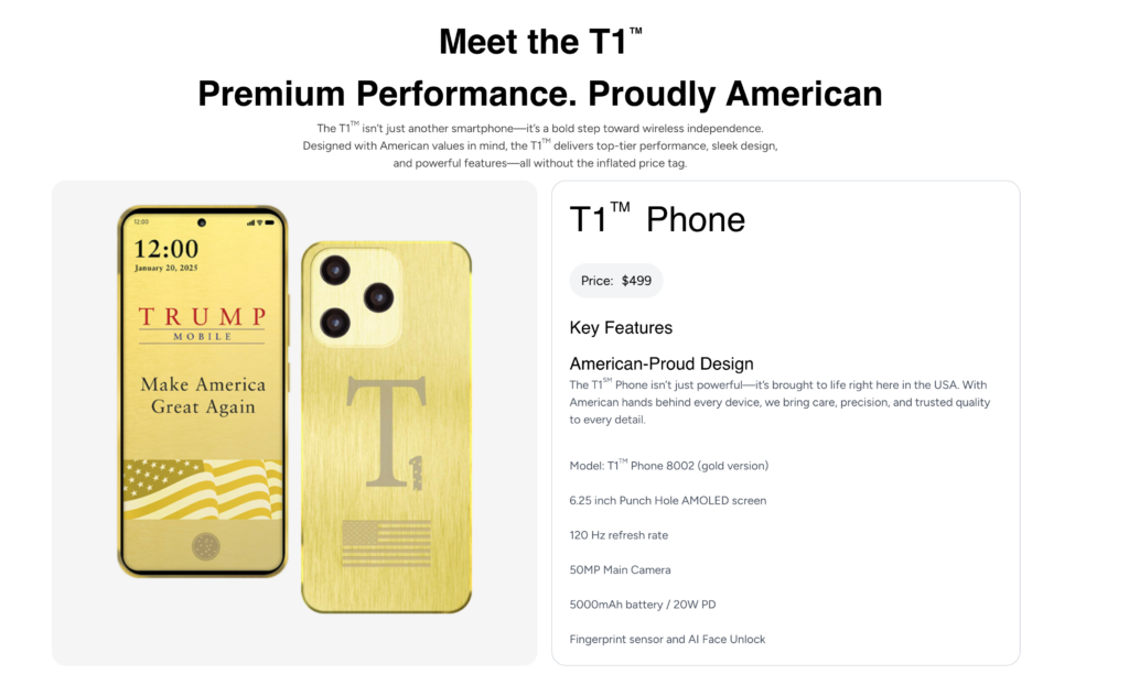 Il T1 Phone di Trump perde il "Made in the USA": ora mostra "progettato sui valori americani" 2 image 64