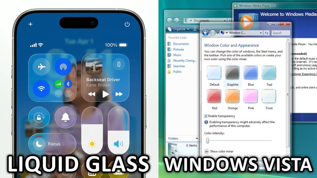 iOS 26 Liquid Glass: l'ultima rivoluzione estetica di Apple divide il web, che lo paragona a Windows Vista 2 ios26 liquid glass e windows vista
