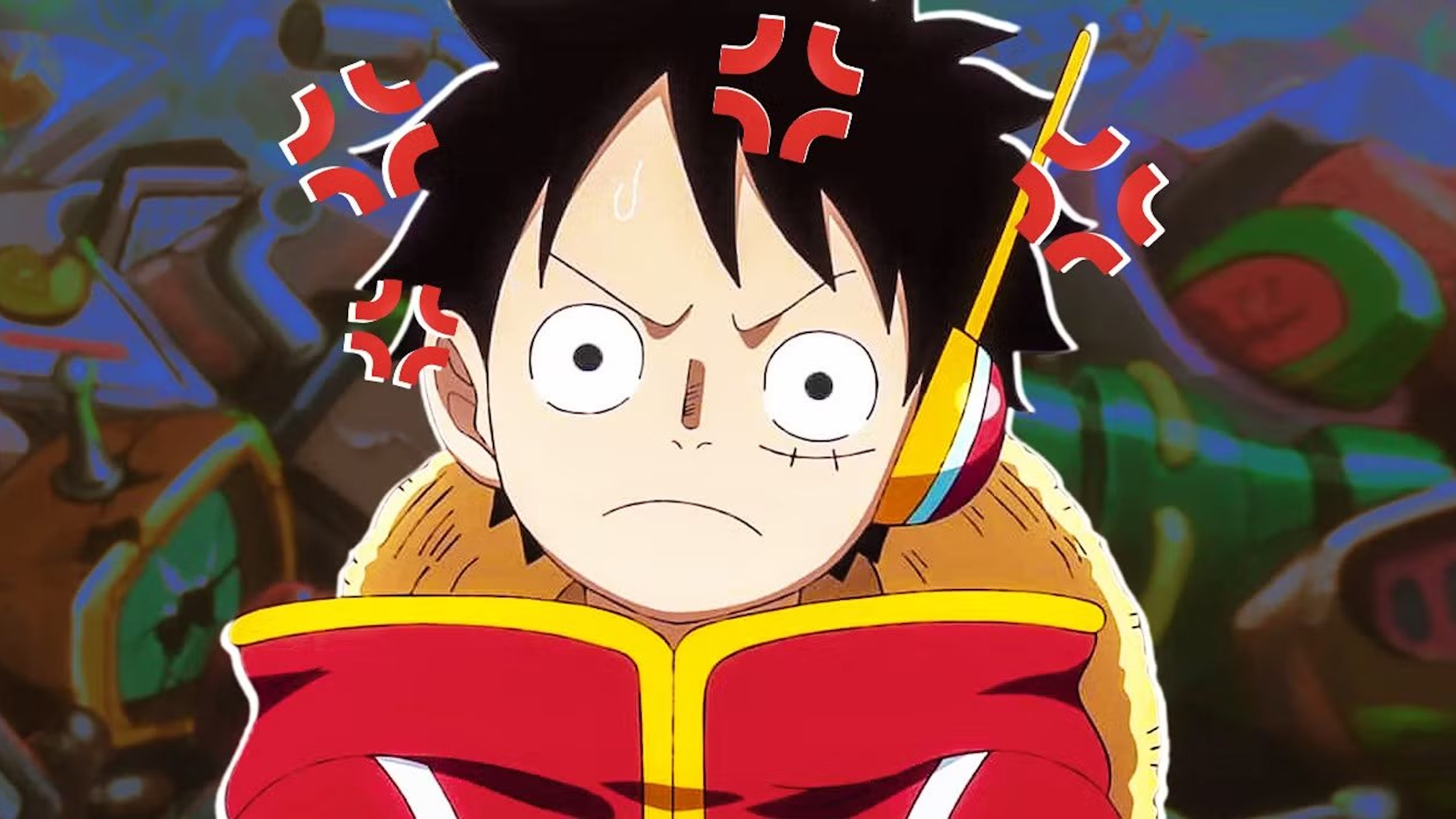 Luffy di One Piece innervosito
