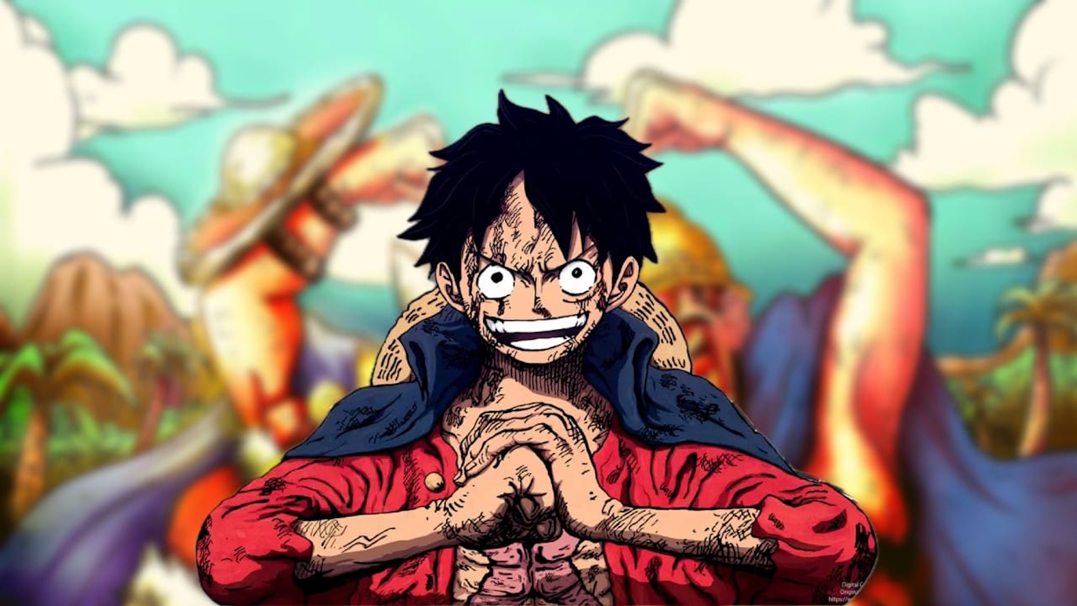 Luffy di One Piece che si prepara a combattere