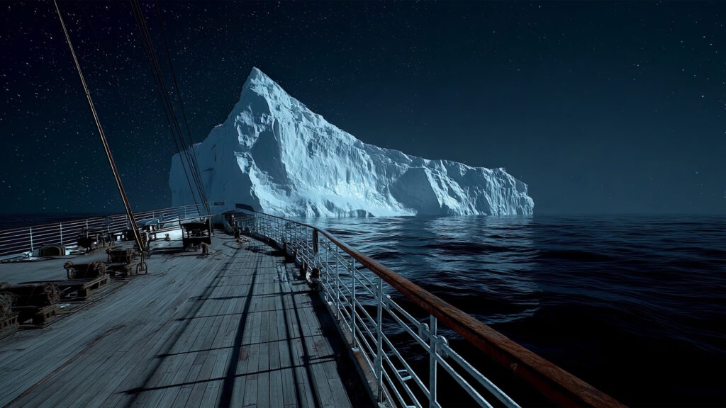 Titanic Escape Simulator: il gioco diventa virale con screenshot completamente generati da AI 1 titanic escape simulator iceberg