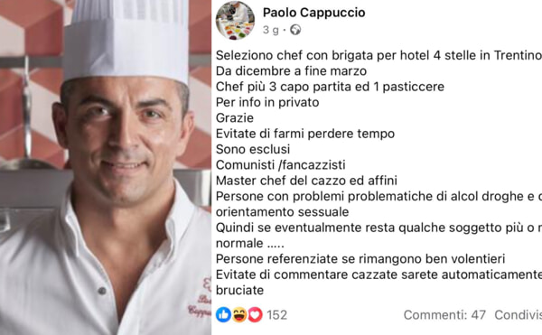 Lo chef Paolo Cappuccio sotto accusa per un post che esclude e discrimina 1 image 69