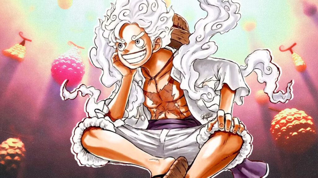 One Piece due anni fa ci regalava il Gear 5: una delle trasformazioni anime/manga più importanti dell'era moderna 3 Luffy in gear 5 di One Piece con i frutti del diavolo sullo sfondo
