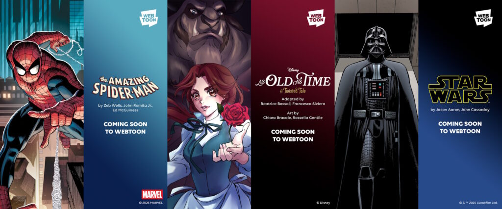 Disney e WEBTOON collaborano per la realizzazione di 100 fumetti Disney, 20th Century, Marvel e Star Wars 2 webtoon marvel star wars disney