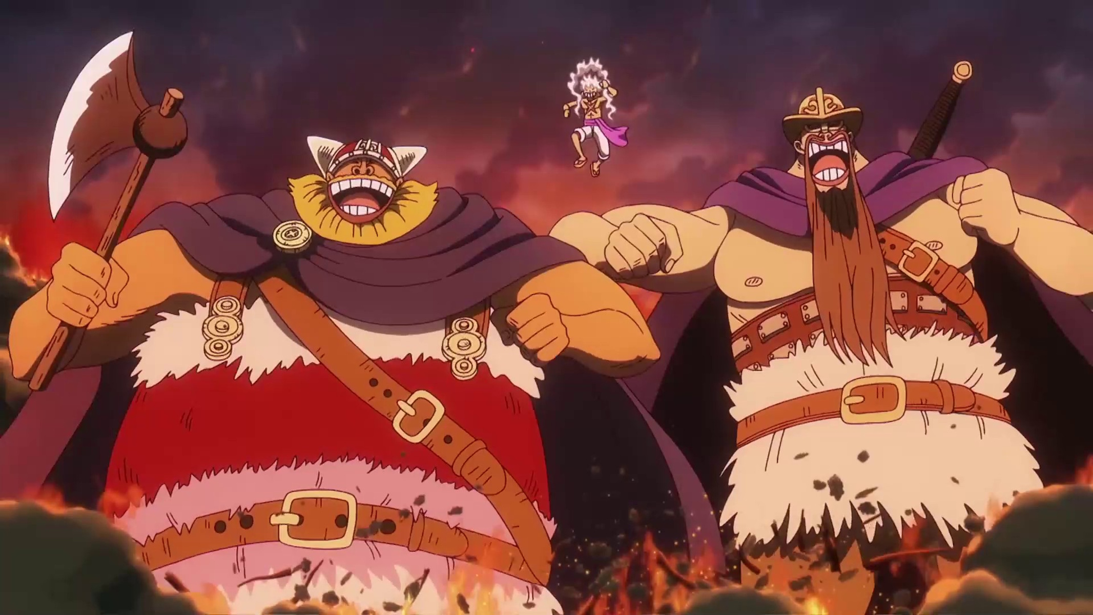 dorry, brogi e luffy nell'episodio 1145 di one piece