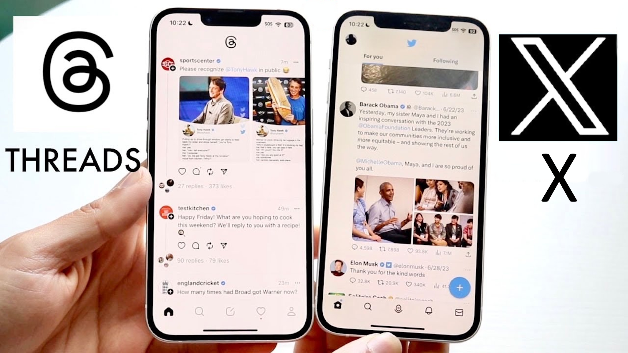 Threads e X su app mobile