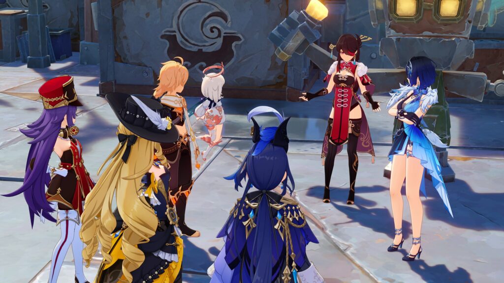 Genshin Impact Luna VI Chevreuse, Navia, Aether, Paimon, Clorinde, Beidou, Yelan